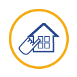 Logo domotique bleu et jaune Arnaud et Blanc