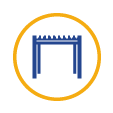 Logo pergola bleu et jaune Arnaud et Blanc