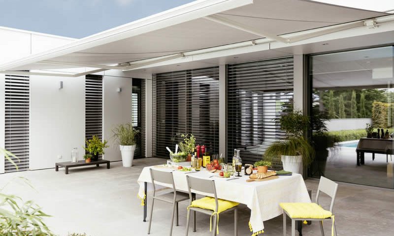 Store Duo 400 blanc pour terrasse Arnaud et Blanc