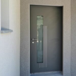 pose d'une porte d'entrée alu chez un particulier à Vinay,Isère par Arnaud & Blanc.